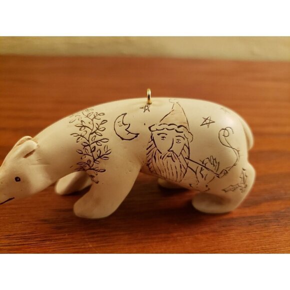 Bear Ornament Christmas Hallmark Keepsake Ancient Carving Tradition Polar Vtg - Picture 3 of 5